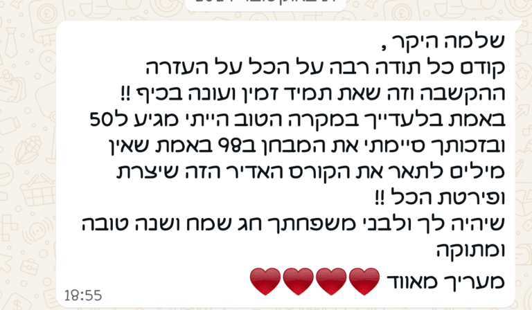 צילום מסך של הודעת וואטסאפ מיוסי ב.ד.